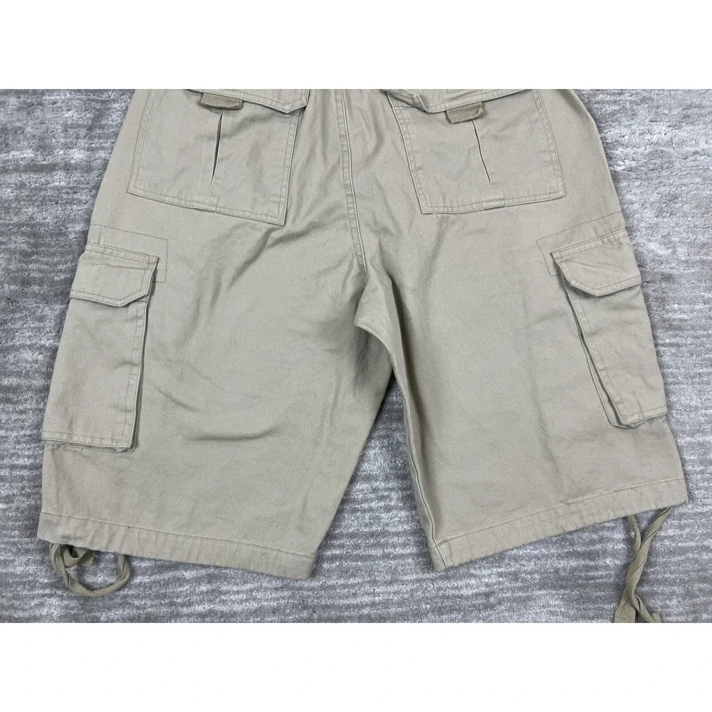 OTB Cargo Shorts Mens 32 Tan One Tough Brand Khaki Cotton Utility Drawstring Hem